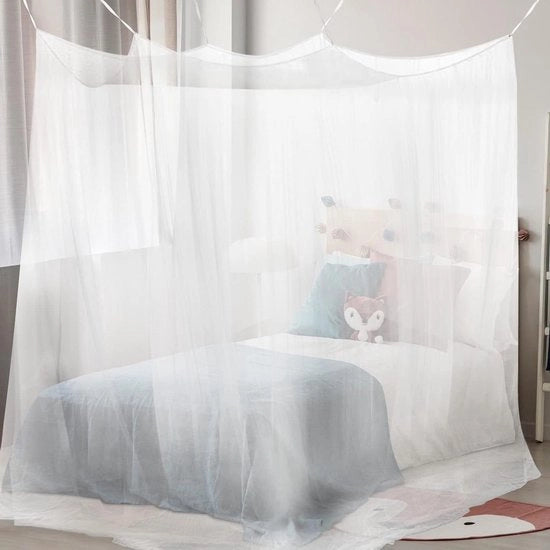 Retrattile per letto a due posti - protezione dagli insetti - 100x200x200 cm - bianco