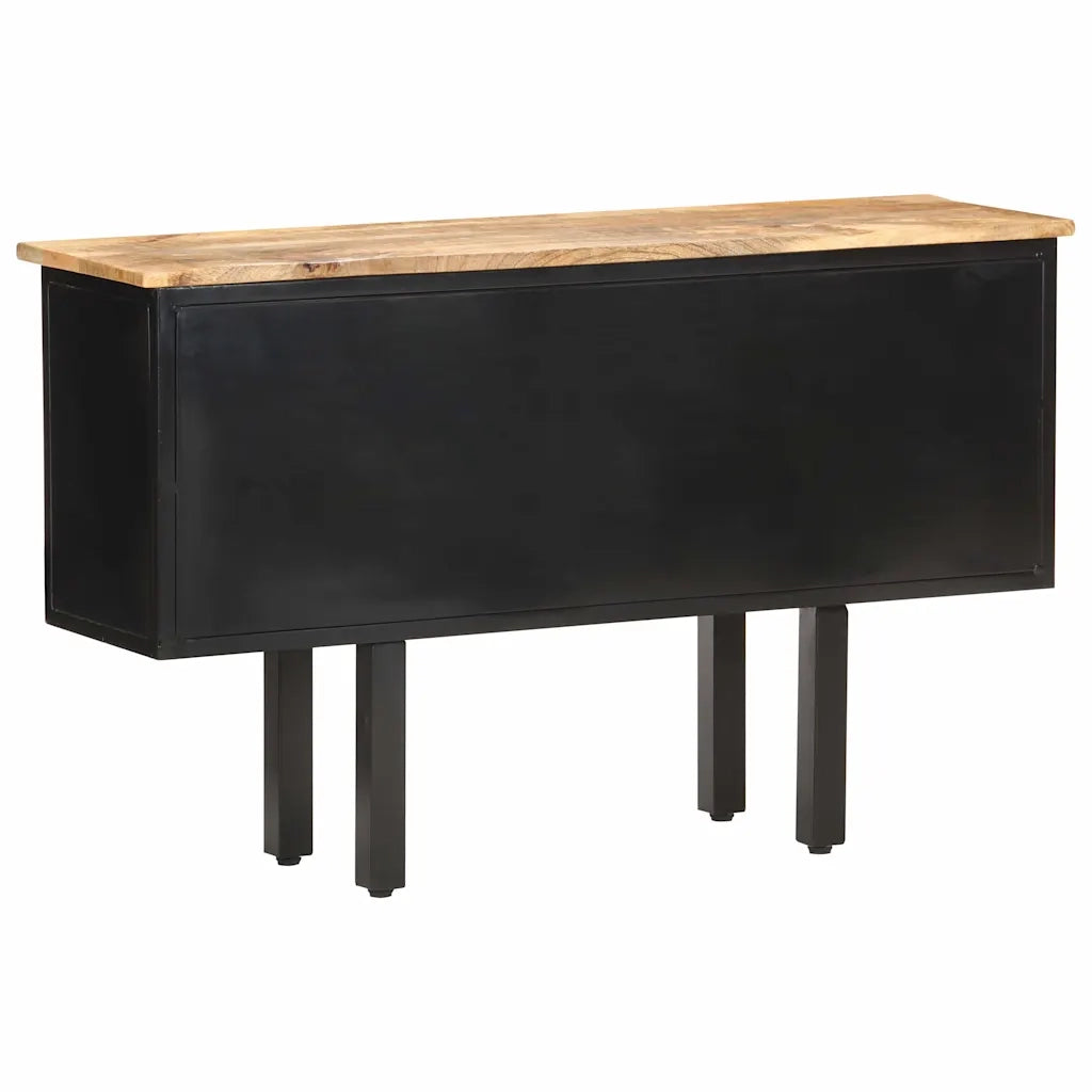 Credenza | Madia | Buffet da pranzo | Armadio da pranzo 110x30x65 cm in Massello di Mango Grezzo e Acciaio