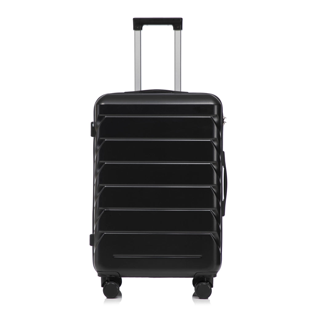 Set di 4 Valigie Rigide in ABS Nero con Beauty Case da 14" e Ganci Laterali