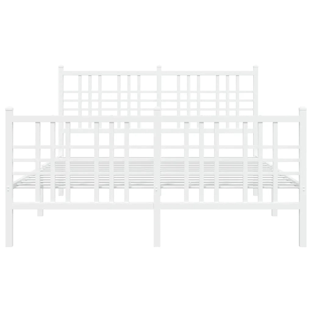 Giroletto con Testiera e Pediera Metallo Bianco 120x190 cm