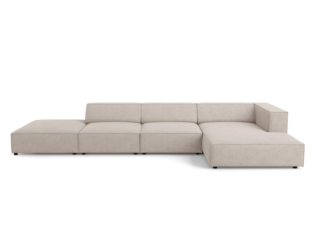 Cosmopolitan Design - Divano angolare destro "Arendal" 5 posti in ciniglia con effetto a coste beige scuro 
