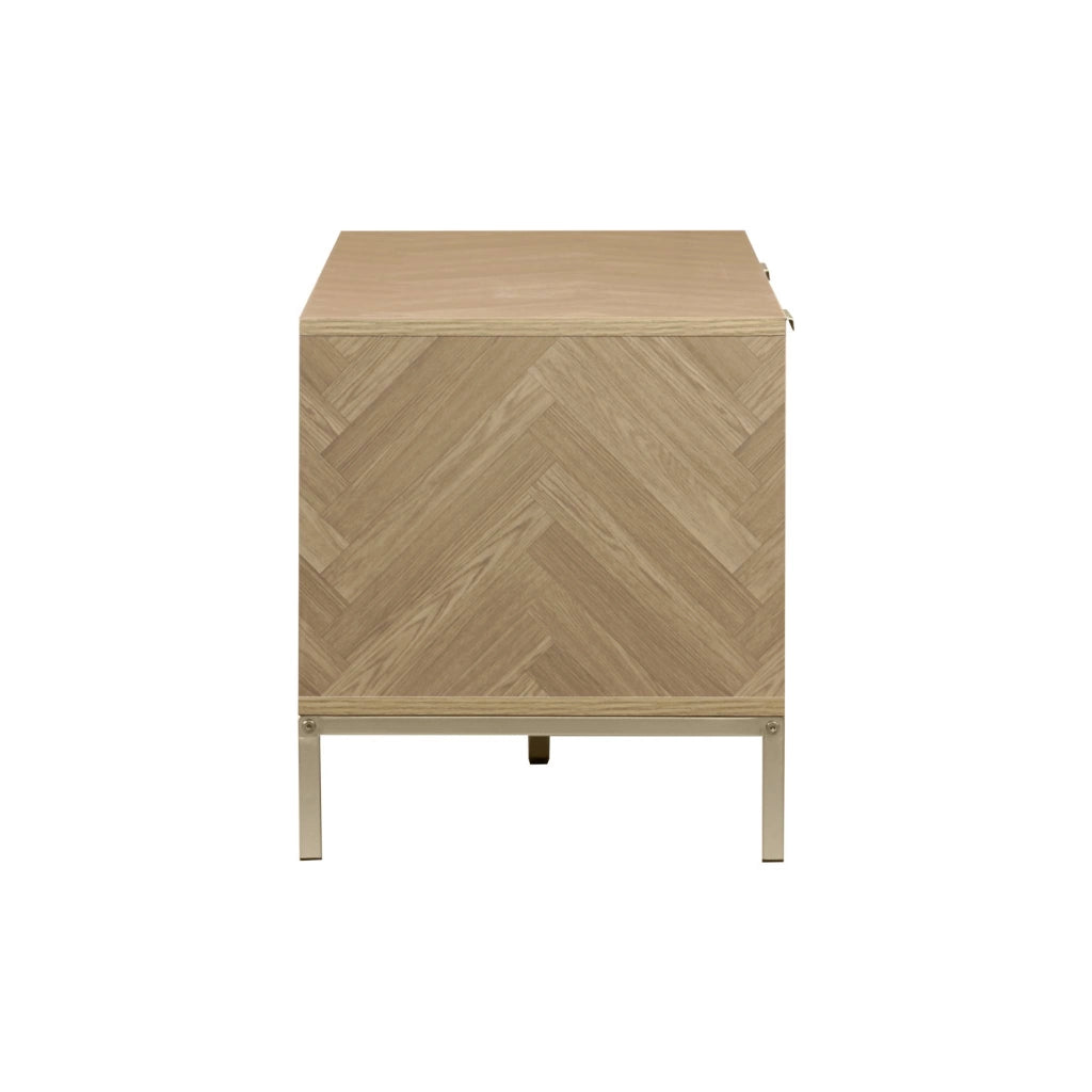 Mobile tv effetto legno a spina di pesce, 120cm, marrone naturale