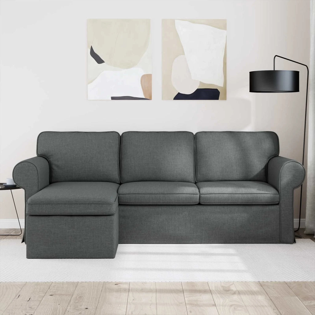 Divano Grigio scuro 215 x 138 x 80 cm Tessuto