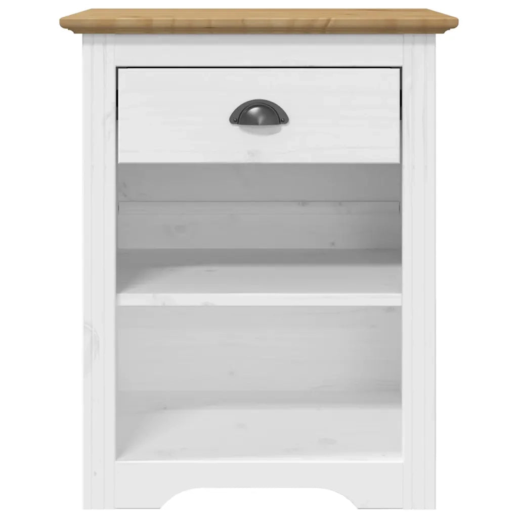 Comodino BODO 53x38,5x67 cm in Legno Massello di Pino Marrone 355054