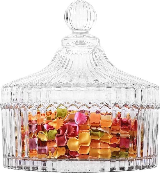 Bonboniera con coperchio, 13,5 cm, con confezione separata, vaso di zucchero in vetro