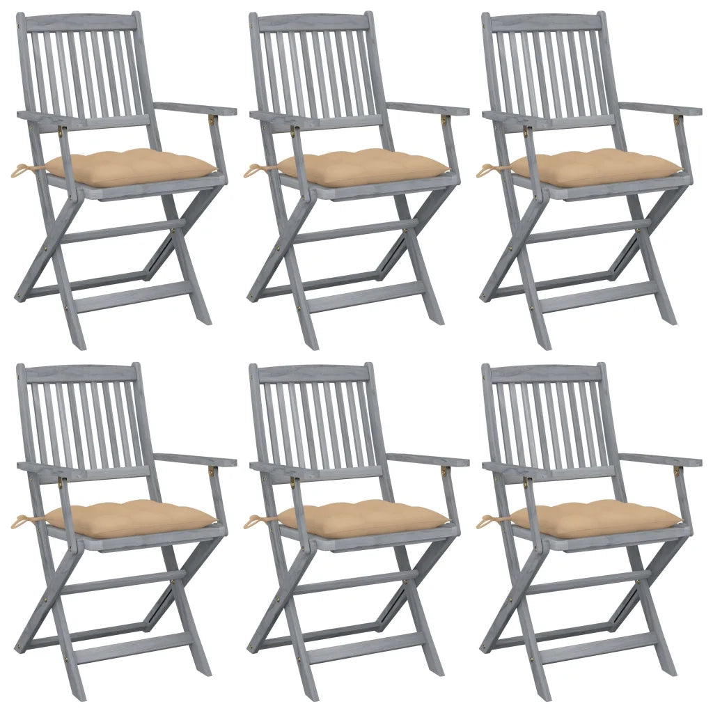 Sedie da Giardino Pieghevoli 6pz con Cuscini in Massello Acacia cod mxl 45701