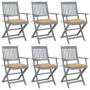 Sedie da Giardino Pieghevoli 6pz con Cuscini in Massello Acacia cod mxl 45701