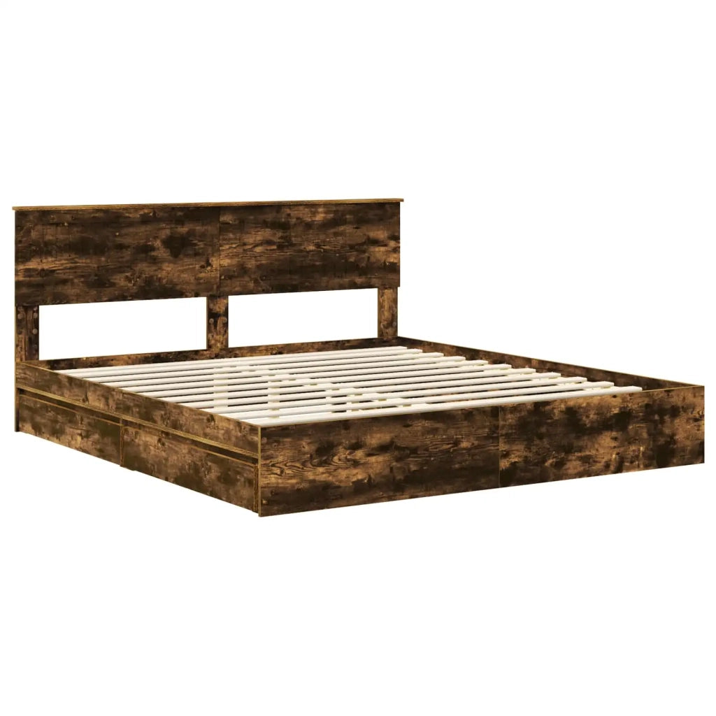 Letto con Contenitore con testiera Rovere fumé 180 x 200 cm