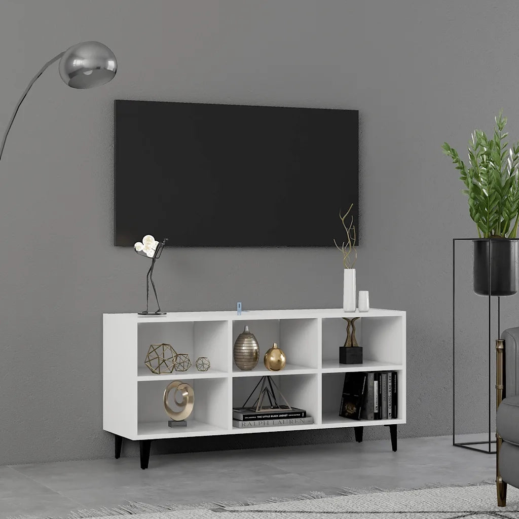 Mobile TV con Gambe in Metallo Bianco 103,5x30x50 cm cod mxl 33997
