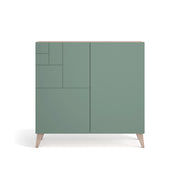 Scarpiera Herdasa effetto noce chiaro ante verde gambe noce chiaro 87x90x27