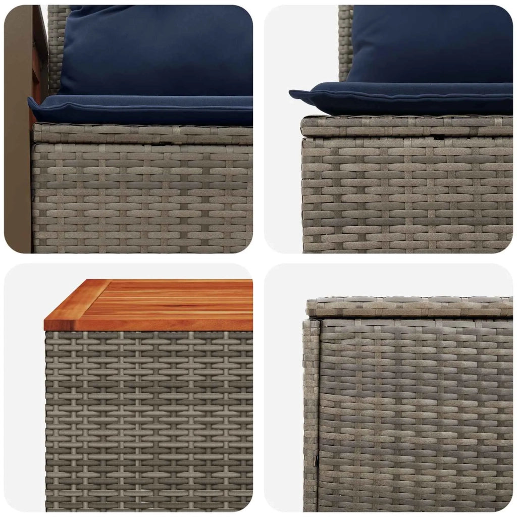 Set di divani 8 pz Grigio e Blu Navy Rattan sintetico e Acciaio 3448643