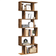 Libreria Divisorio 6Ripiani Legno Antico 70x24x193cm Truciolato 858091