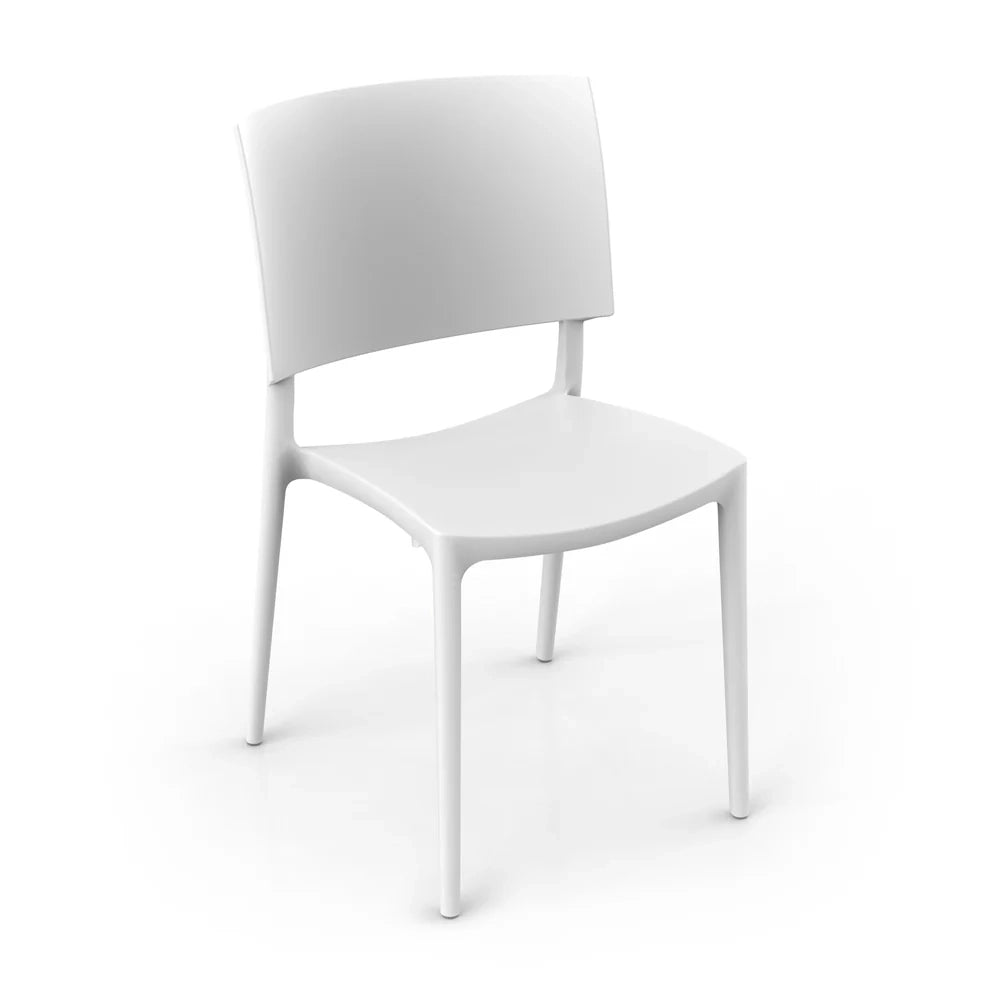Sedia in polipropilene 100% Made in Italy SHARP, impilabile, resistente ai raggi UV, design moderno, ideale per sala da pranzo, cucina, sala d’attesa, bar, ristoranti o da esterno colore Bianco