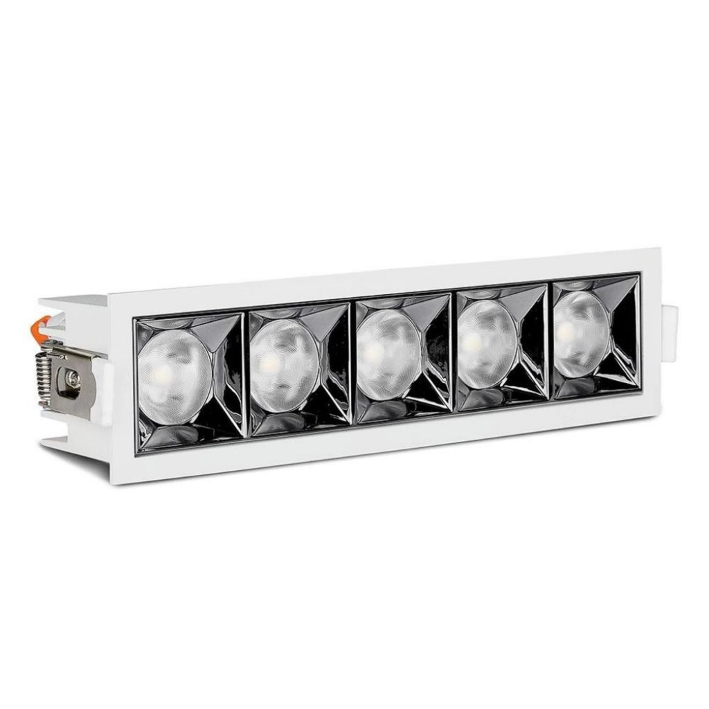 Faretto Led Da Incasso Rettangolare 5X4W Neutro 4000K UGR<19 Riflettore 38° CRI>90 Chip Samsung SKU-995