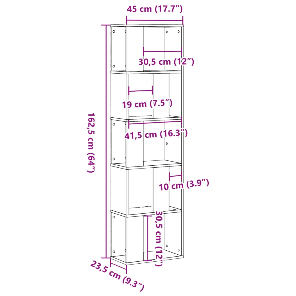 Libreria 5 Ripiani Bianca 45x23,5x162,5cm Legno Multistrato 852780