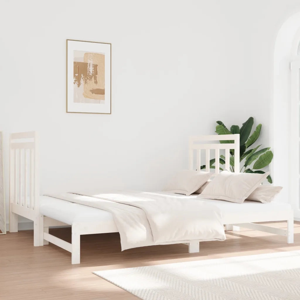 Dormeuse Estraibile Bianca 2x(90x190) cm Legno Massello di Pino cod mxl 64000