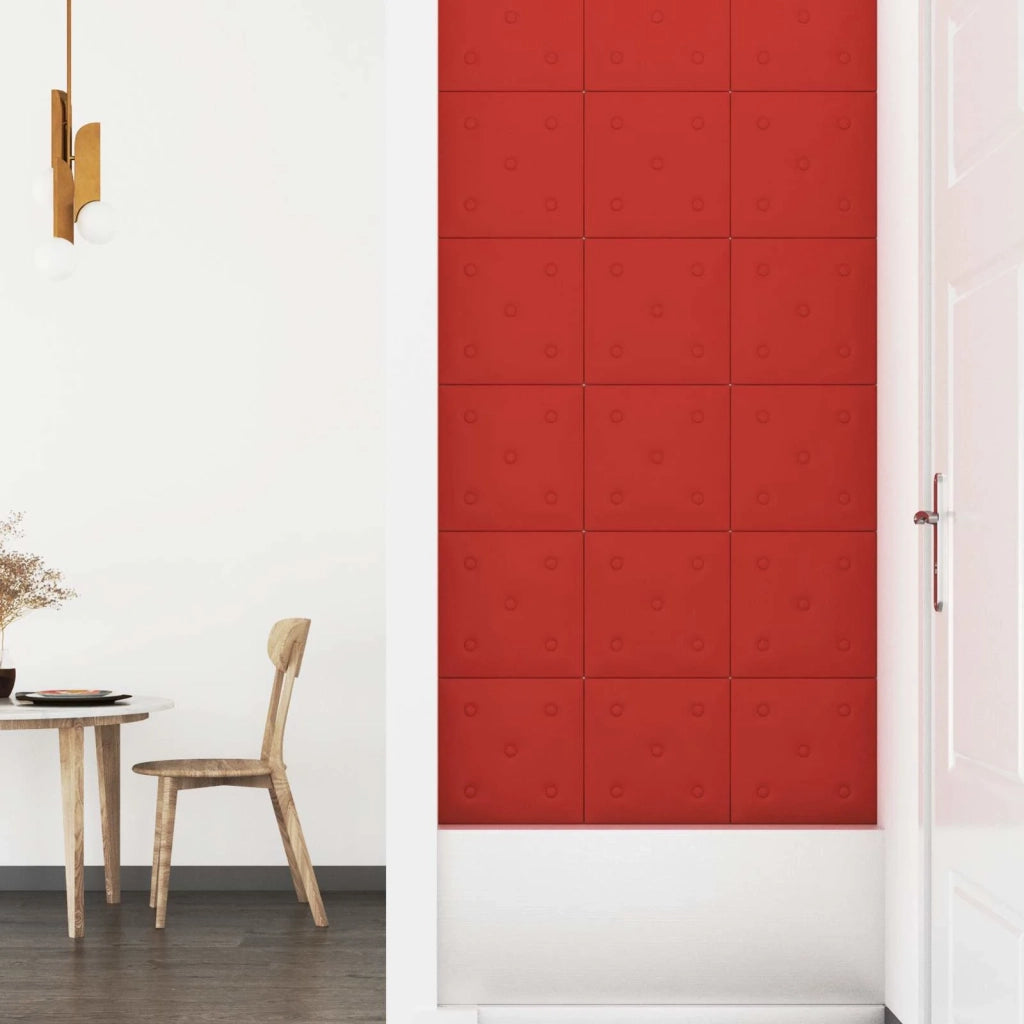 Testiera da Parete 12 pcs Rosso Vino 30 x 30 cm Pelle Sintetica 42046513