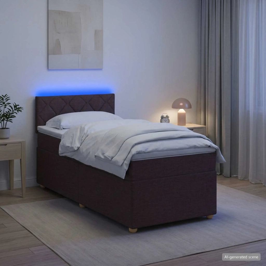 Letto box spring con materasso Marrone Scuro 90 x 200 cm 3452341