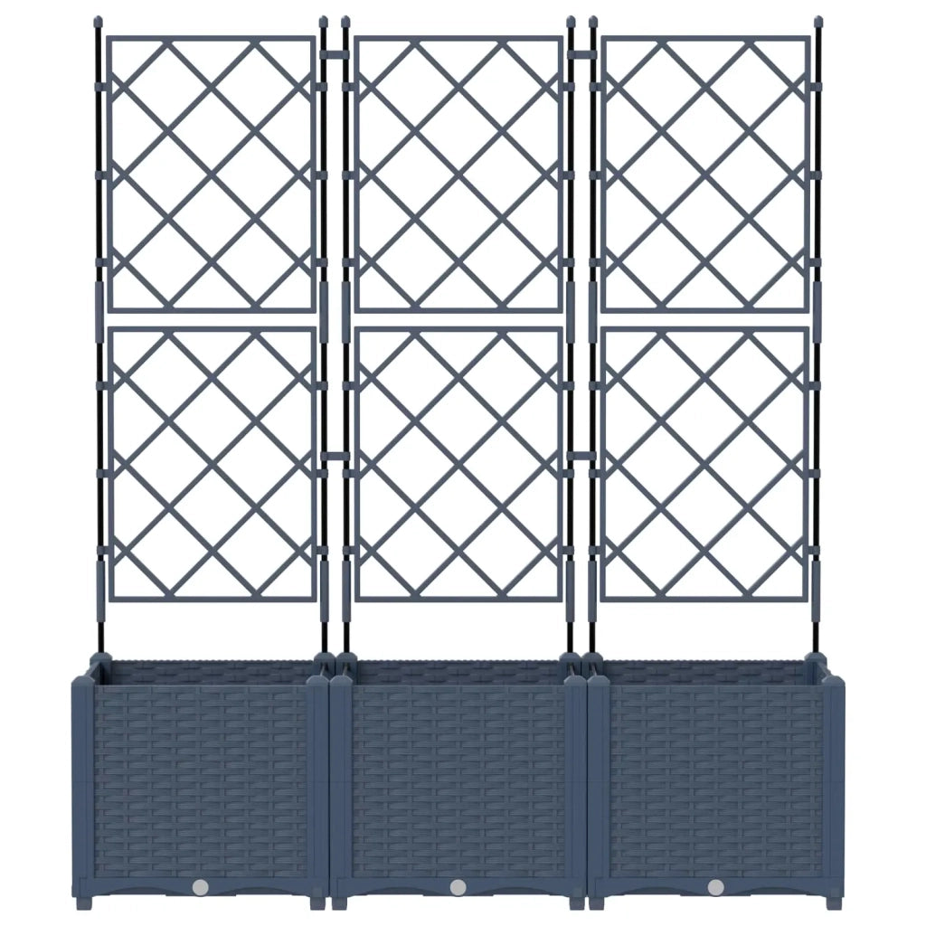 Fioriere | Cassetta per fiori | Vaso da giardino 3 pz Grigio 120 x 40 x 143 cm Plastica