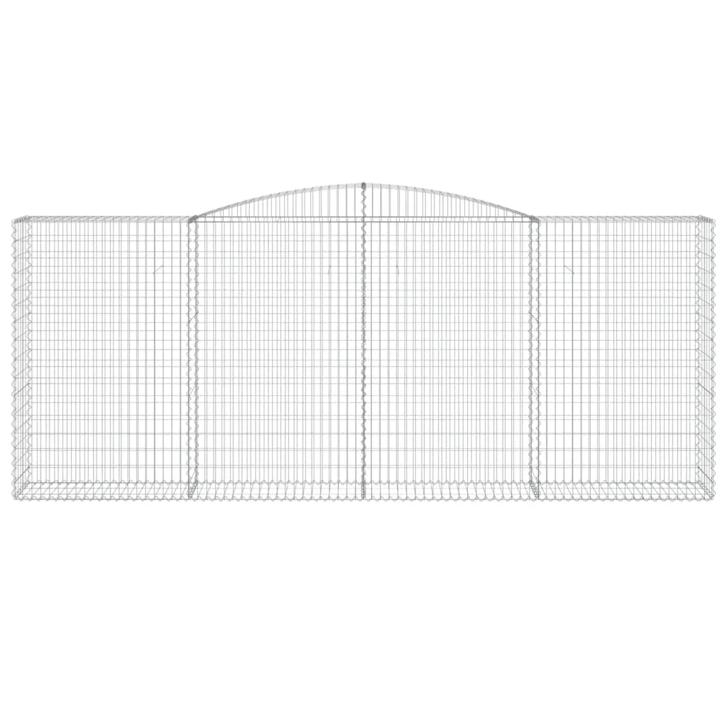 Cestini gabbioni recinzione a gabbia muro di contenimento ad arco 5 pezzi 400 x 50 x 160/180 cm ferro zincato argento 02_0040943