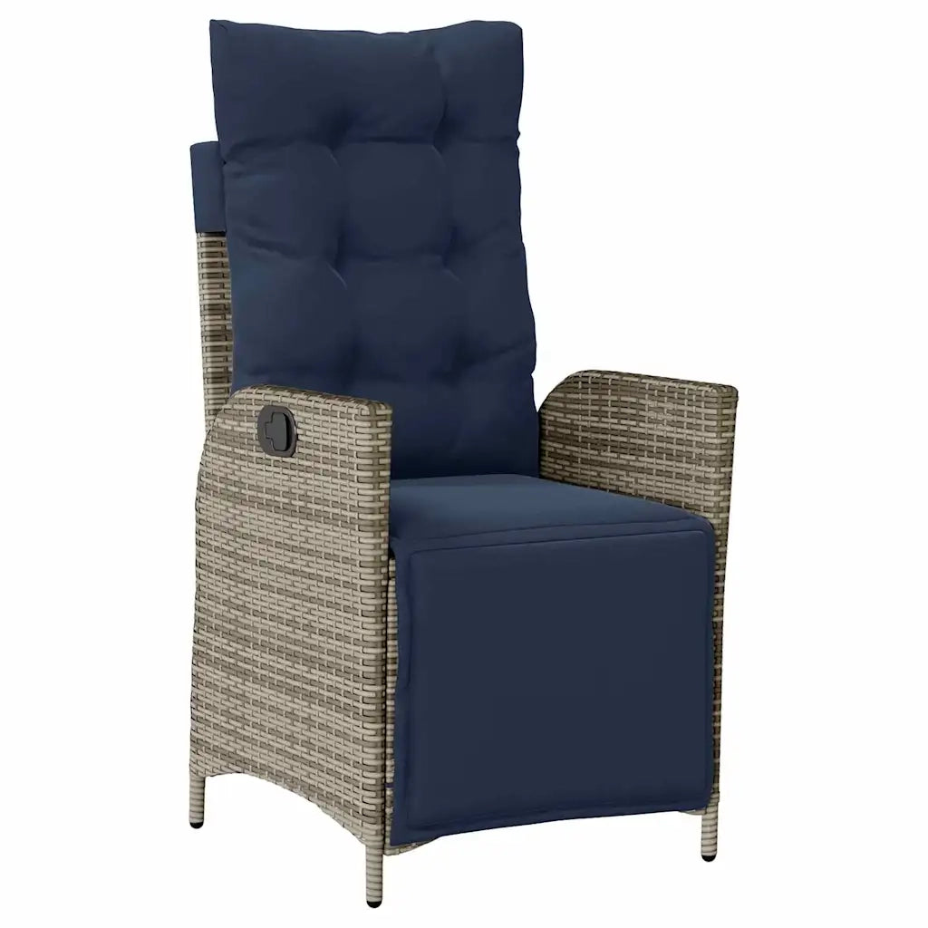 Set da Pranzo per Giardino 5 pcs Grigio e Nero Rattan