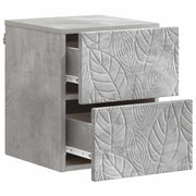 Comodino | Armadio da Notte | Mobiletto da notte a muro Grigio Cemento 34,5 x 33 x 40 cm