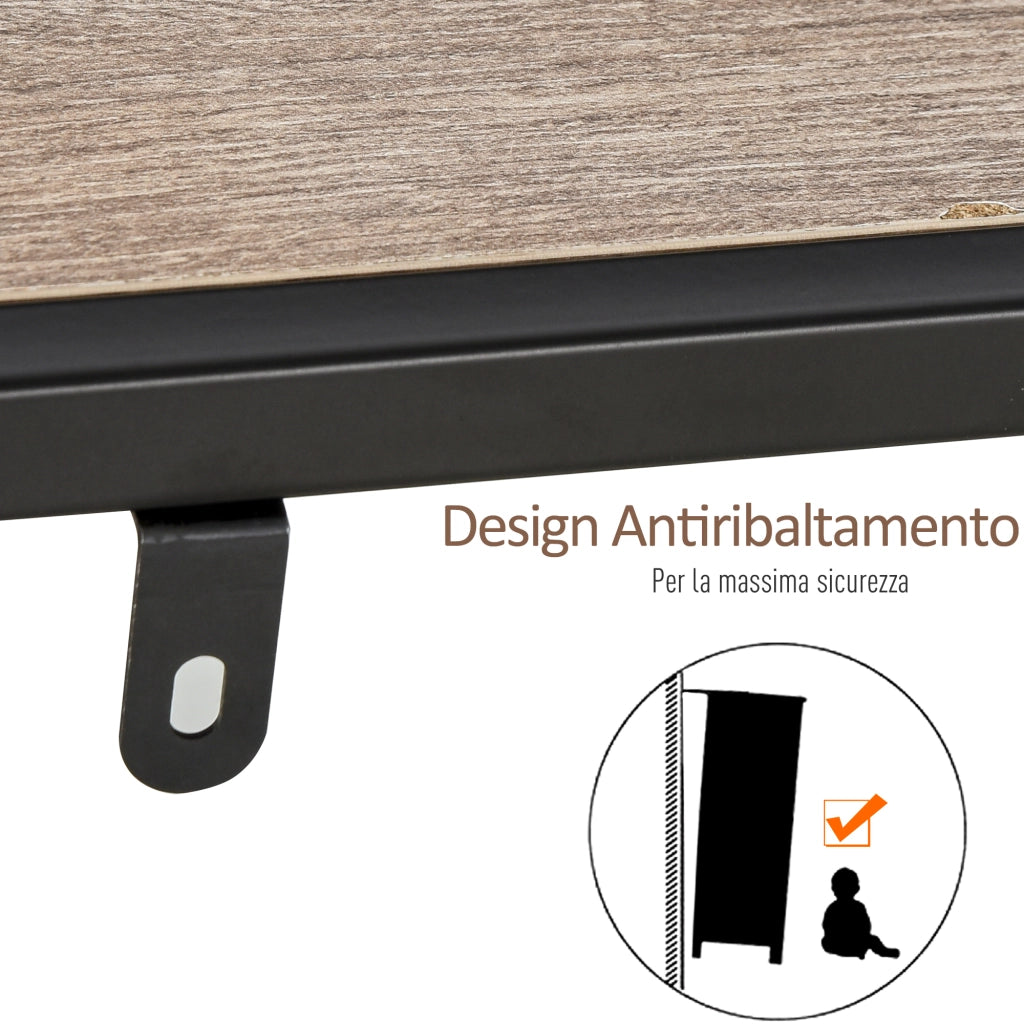 Scaffale Libreria Asimmetrica Stile Industriale in Legno e Metallo