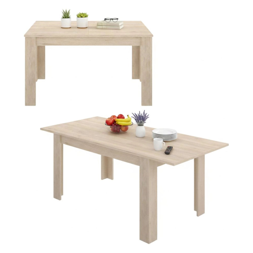 Tavolo allungabile Dalice, Tavolo per sala da pranzo allungabile, Tavolo da pranzo estensibile con allunga, cm 140/190x90h78, Rovere