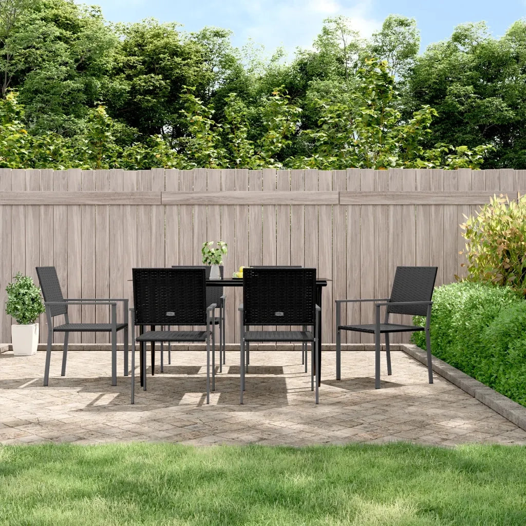 Set da Pranzo da Giardino 7 pz in Polyrattan e Acciaio