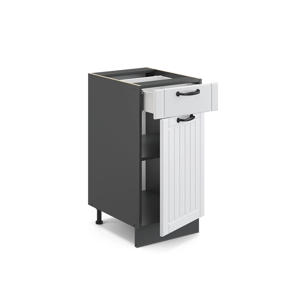 Mobiletto base per cucina Fame-Line Bianco rustico/Antracite 40 cm, PL Marmo Vicco