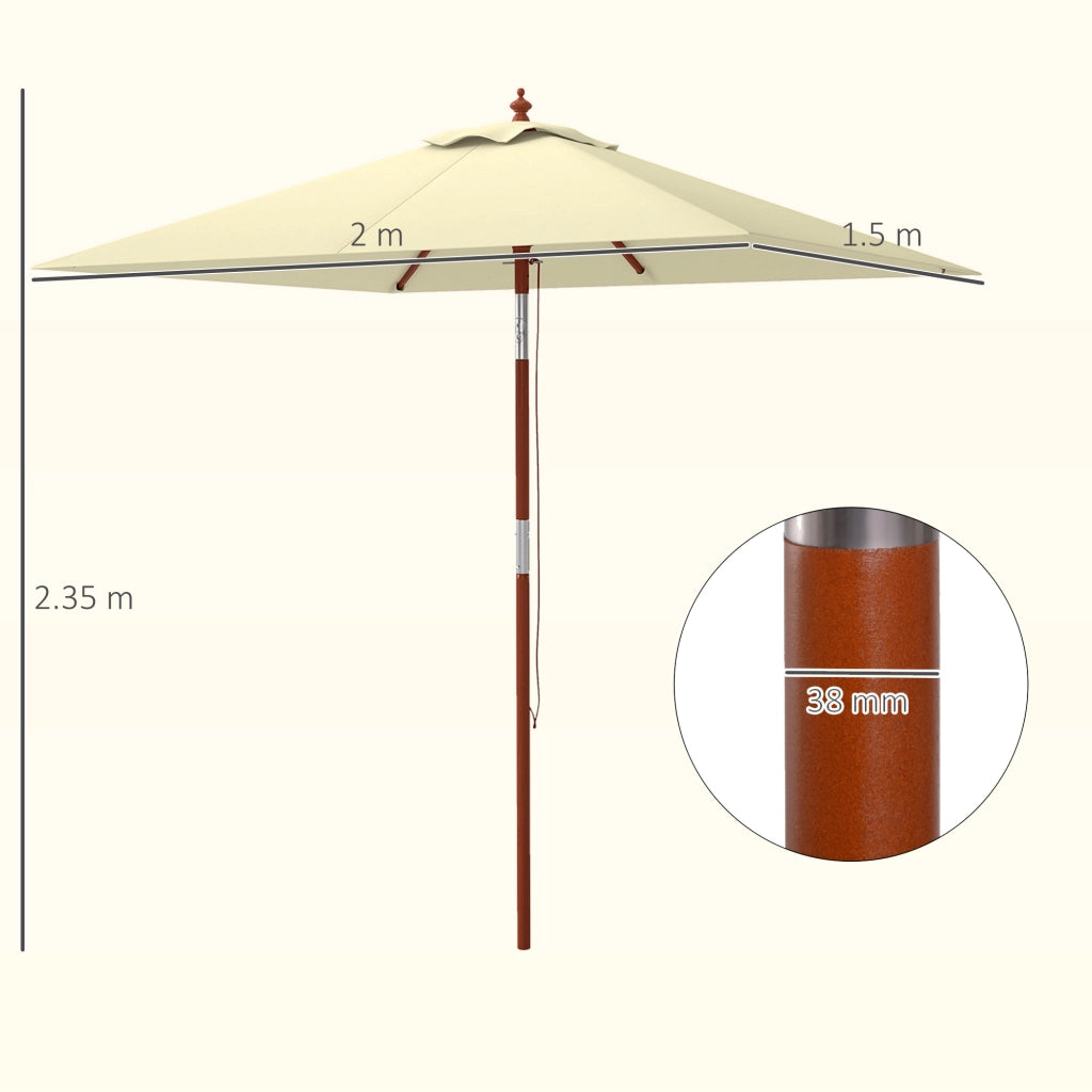 Ombrellone Rettangolare Inclinabile 2x1.5 m ¨C zephmum ¨C Bamb¨´ e Poliestere Beige