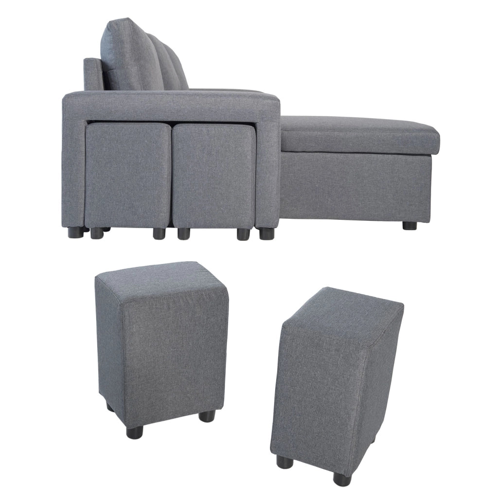 TONYDivano letto angolare a 3 posti grigio screziato