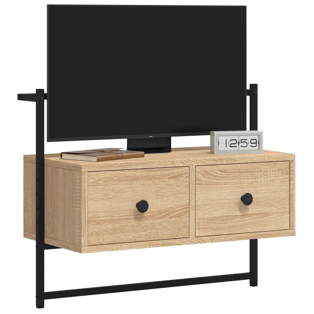 Mobile TV a Muro Rovere Sonoma 60,5x30x51 cm Legno Multistratocod mxl 130470