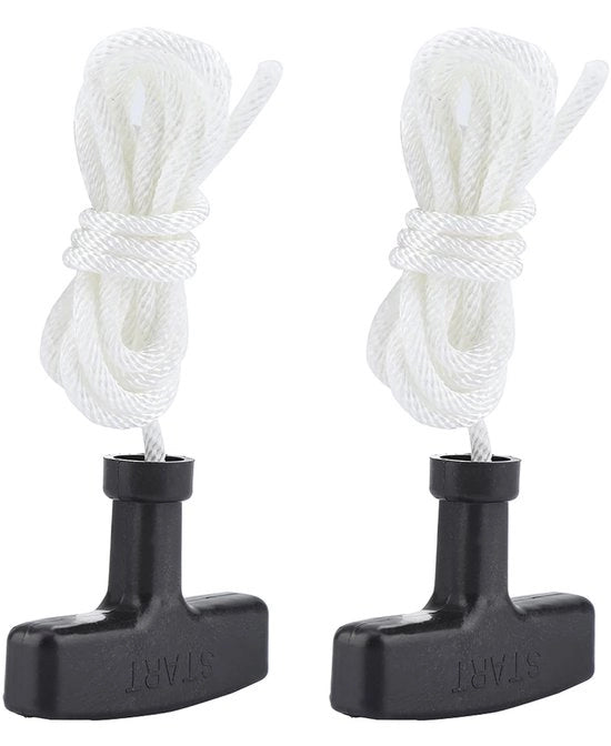Manubrio di Avvio per Motoseggio 2 Pezzi - Corda di Trazione per Tagliaerba - Corda di Ricambio - Corda in Nylon Duraturo - Manubrio in Plastica - Prestazioni Massime