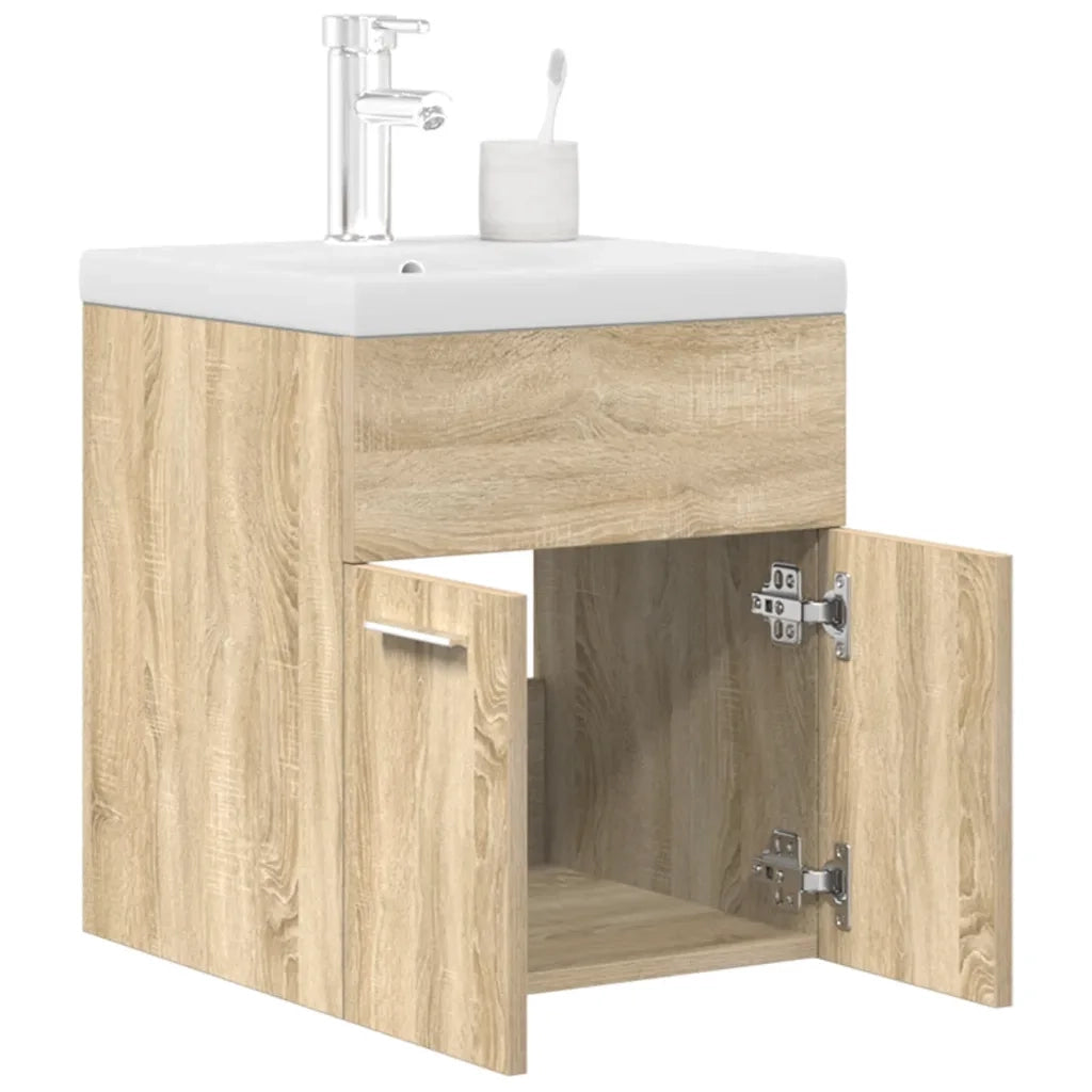 vidaXL Mobile da Bagno con Lavabo Integrato e Rubinetto Rovere Sonoma