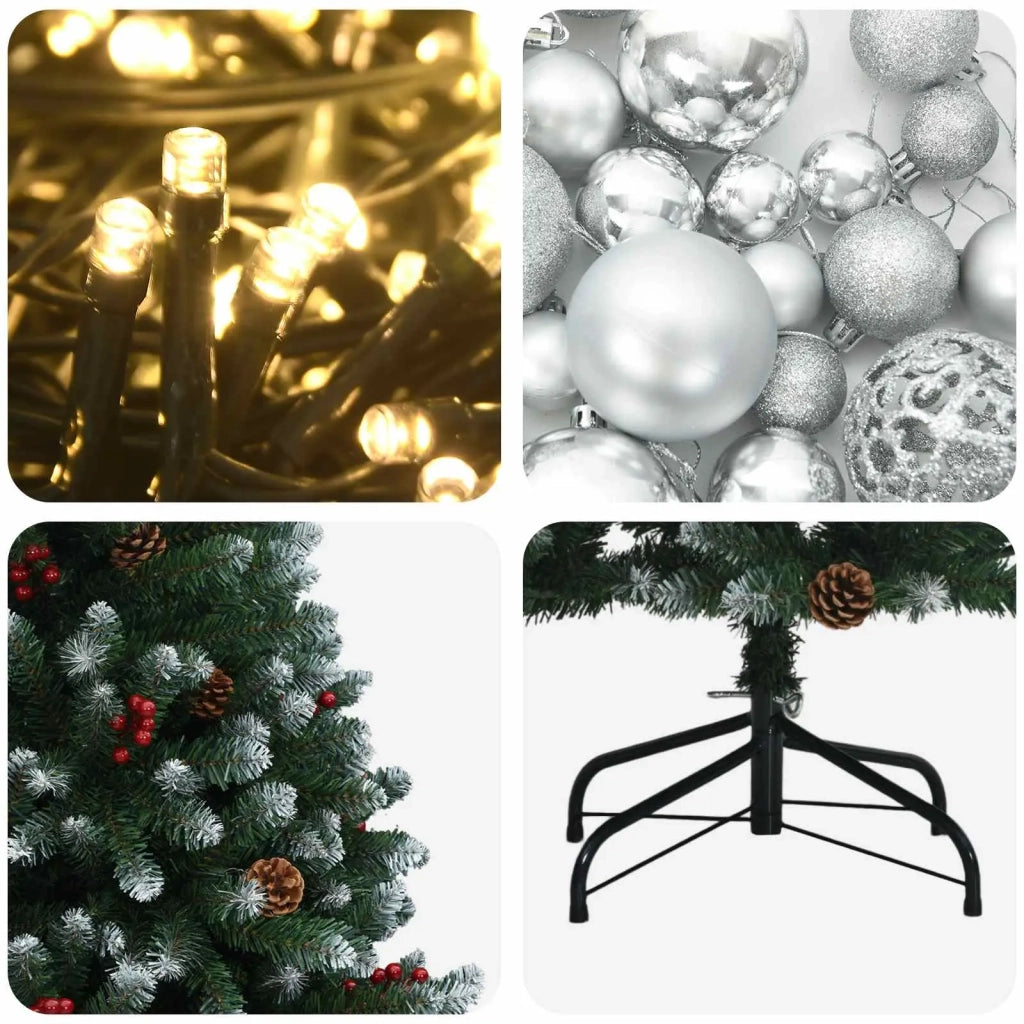 Albero di Natale artificiale verde con palline 210 cm 300 LED 3467022