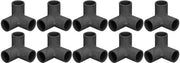 Fittingi 3 vie per tubi PVC - Connettore angolare - 10 pezzi - Nero - T - Ideali per condotte - 25mm diametro interno