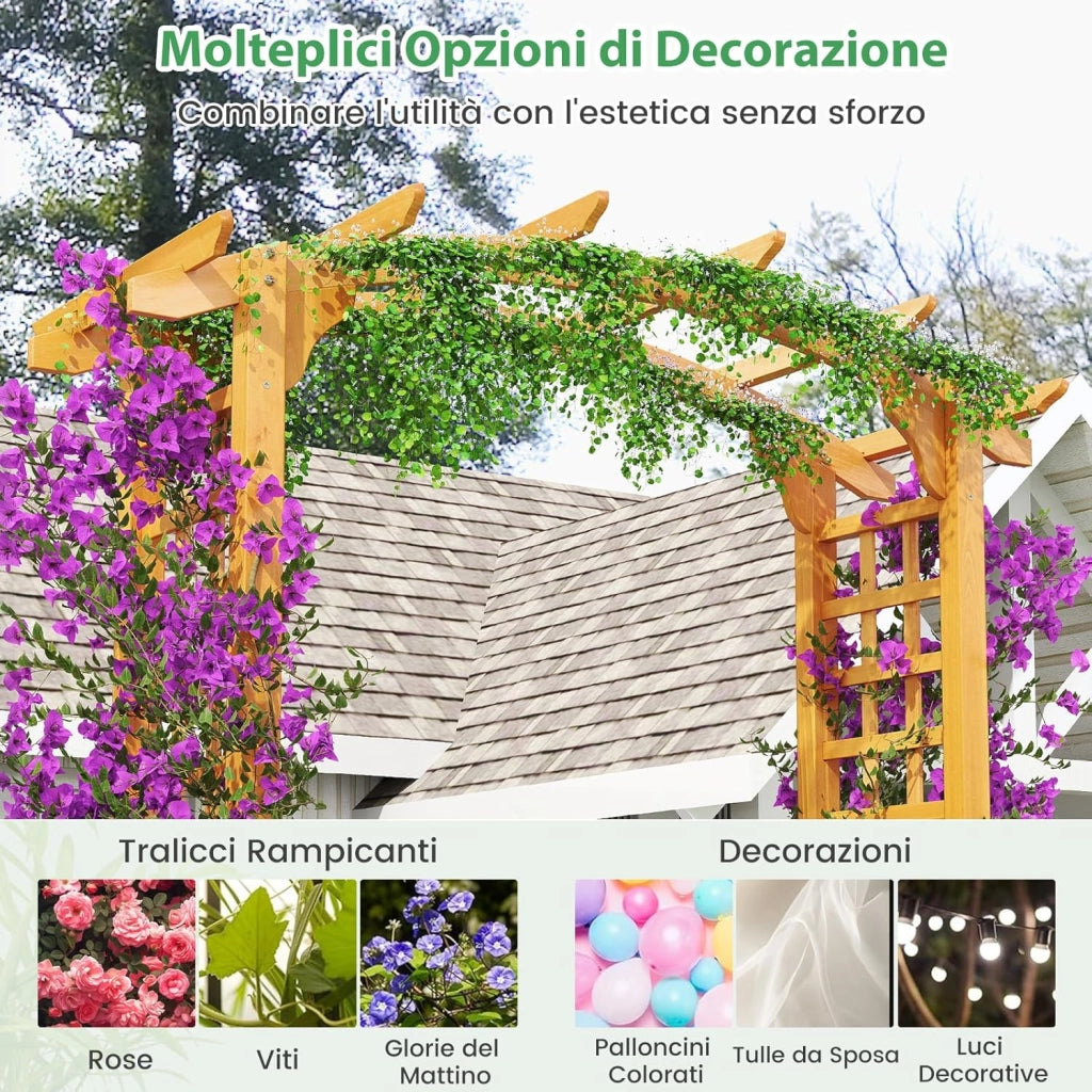 Arco da Giardino in Legno, Pergola da Esterno per Piante Rampicanti, Pergolato per Matrimonio e Feste, da Giardino, Patio e Cortile (Modello 2)