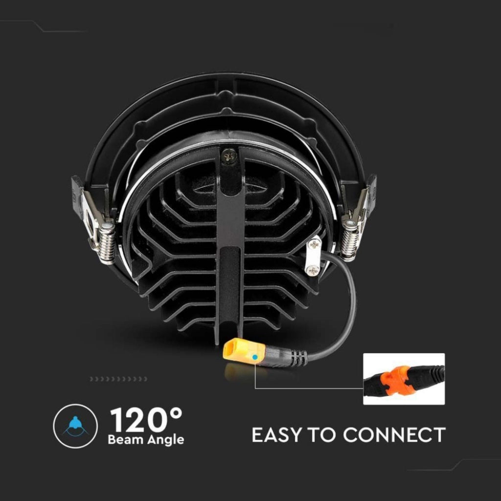 Faretto Led COB da Incasso 10W 6400K Rotondo Riflettore Orientabile Carcassa Nera Chip Samsung SKU-2120053