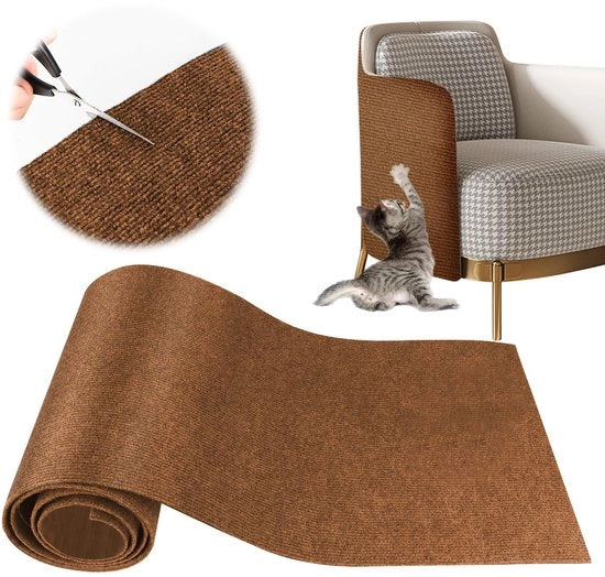 Matto per gatti con nastro adesivo, 200 * 40 cm, matto per gatti tagliabile, protezione per gatti contro la scala, gatto per parete, scala per gatti DIY (marrone scuro)