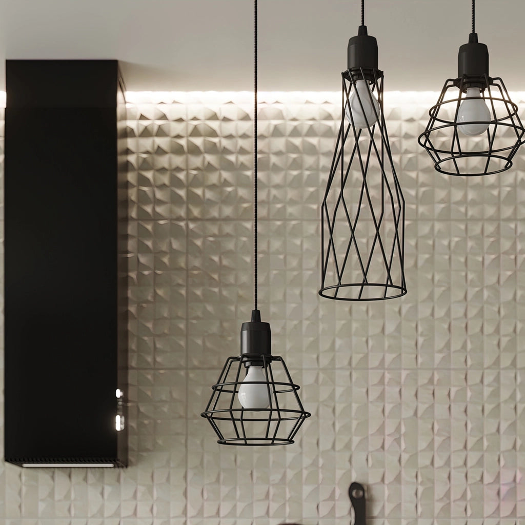 Lampada a sospensione industriale MORENO nera E14 10W Pure Lume