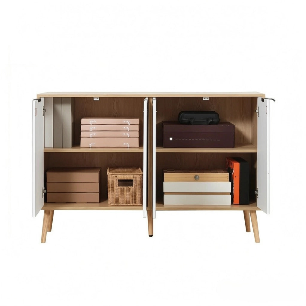 Credenza 120x35x77,4 cm bianca in truciolare - ripiano regolabile