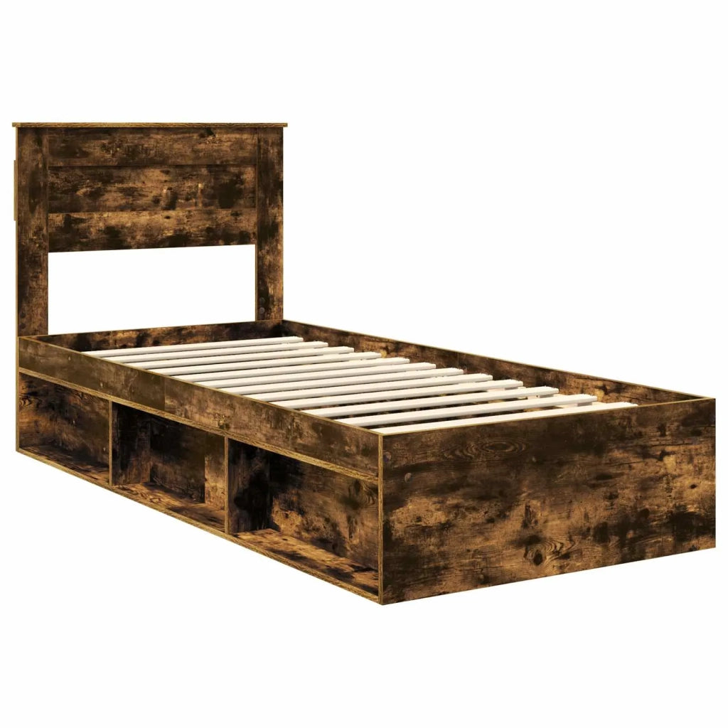 Struttura del letto Rovere fumé 75 x 190 cm Pino massello