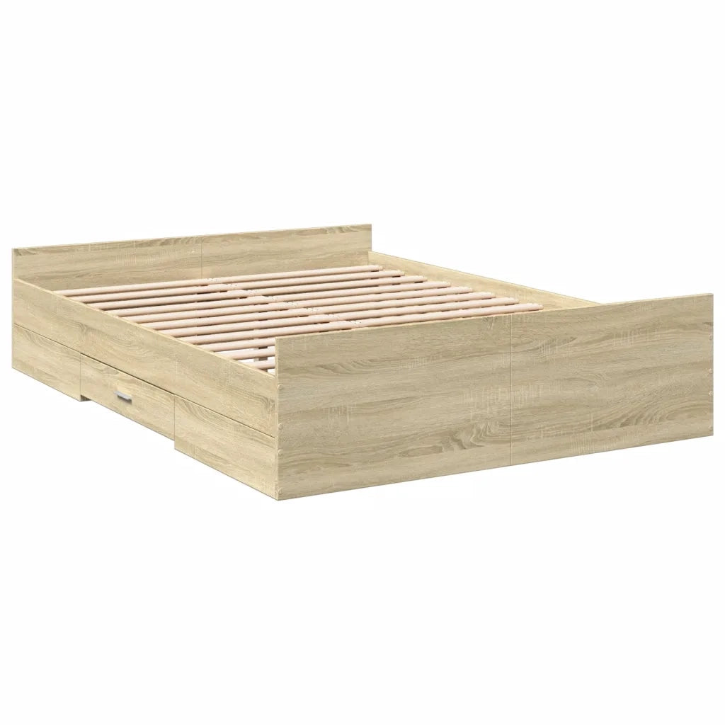 Giroletto Cassetti-Struttura Letto con contenitore Rovere Sonoma 120x200 cm Legno Multistrato 749104