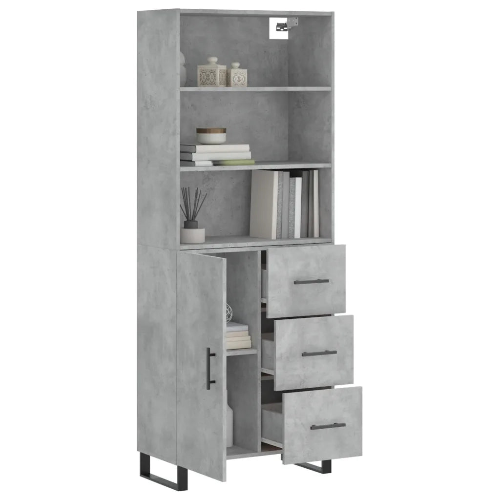 vidaXL Credenza Grigio Cemento 69,5x34x180 cm in Legno Multistrato