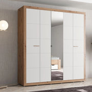 Armadio Camera da Letto Giseny, Guardaroba Grande Appendiabiti, 194x208h cm Bianco Opaco