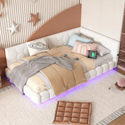 Letto a giorno 90x200 - Xylo - 16 colori luce USB-C bianco
