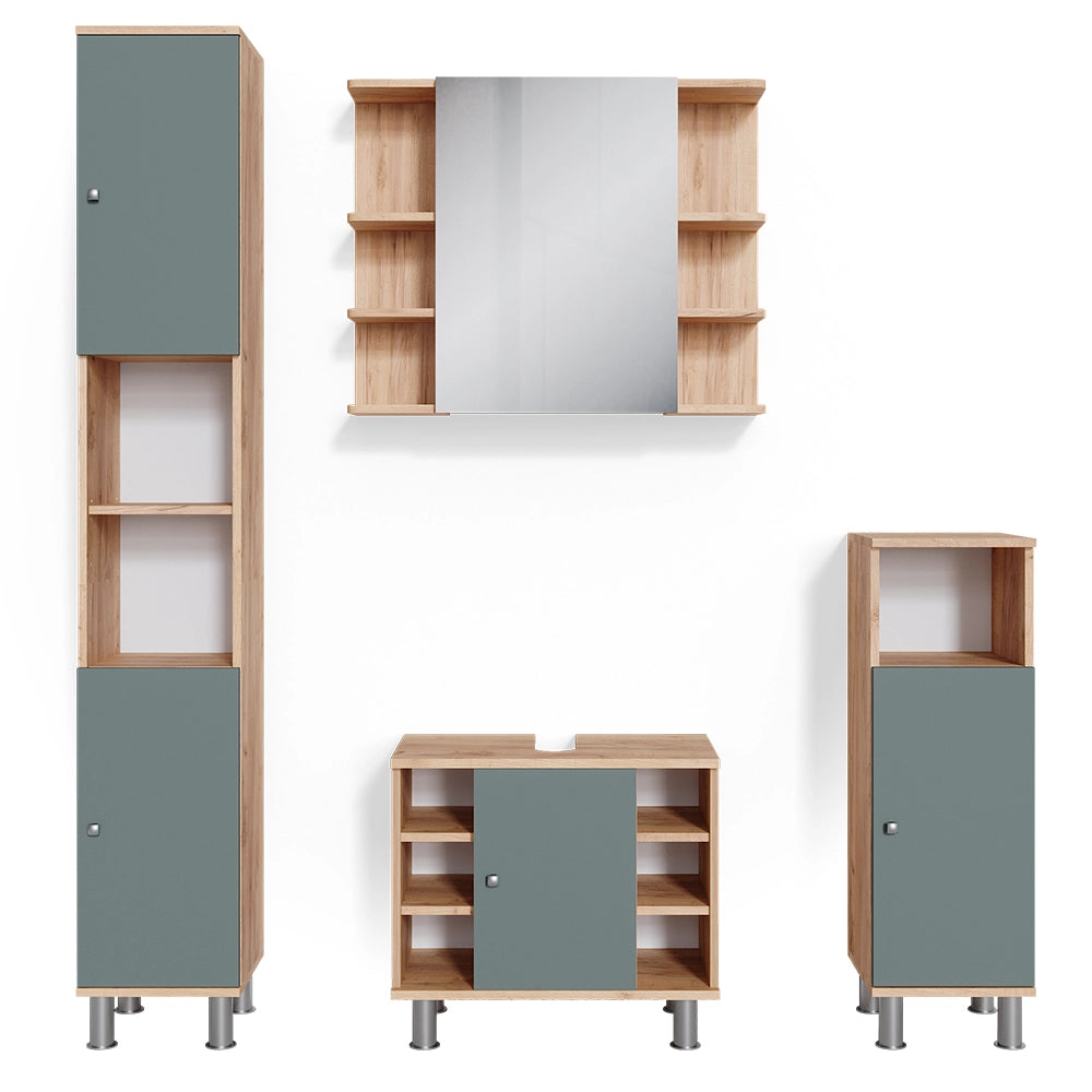 Vicco Set mobili bagno Verde 4 parti