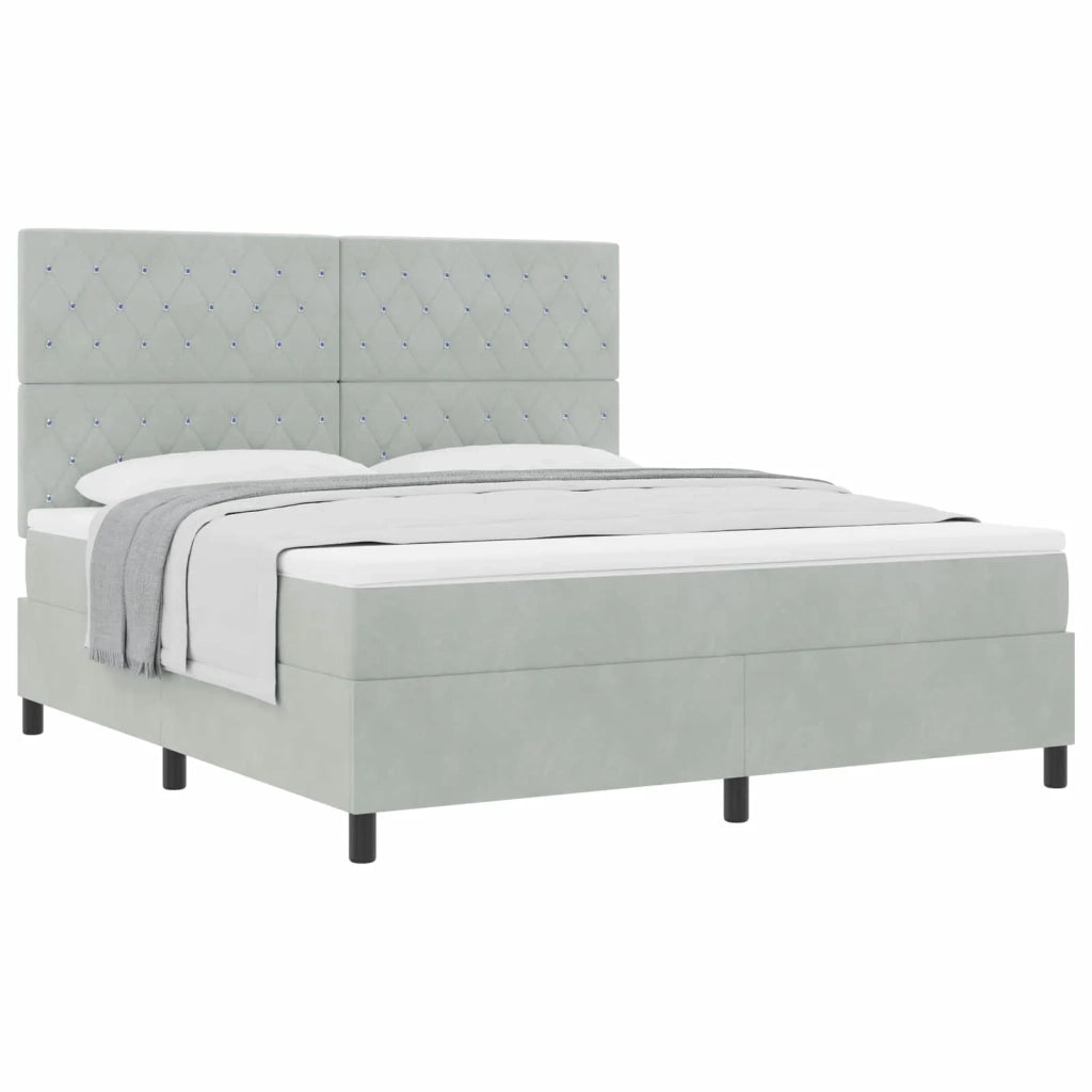 Letto a molle con materasso Grigio chiaro 180 x 200 cm Velluto 3339782
