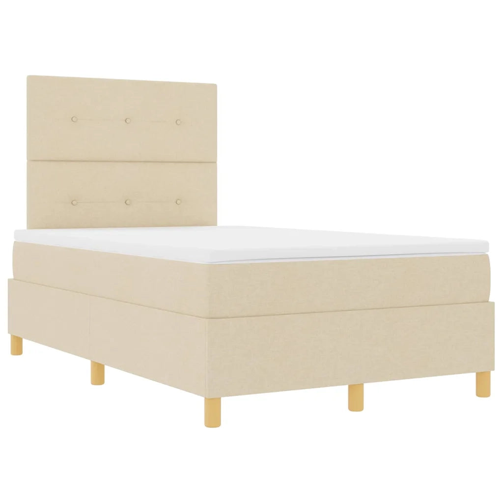 Letto a Sorgente LED con materasso Crema 120 x 200 cm Tessuto